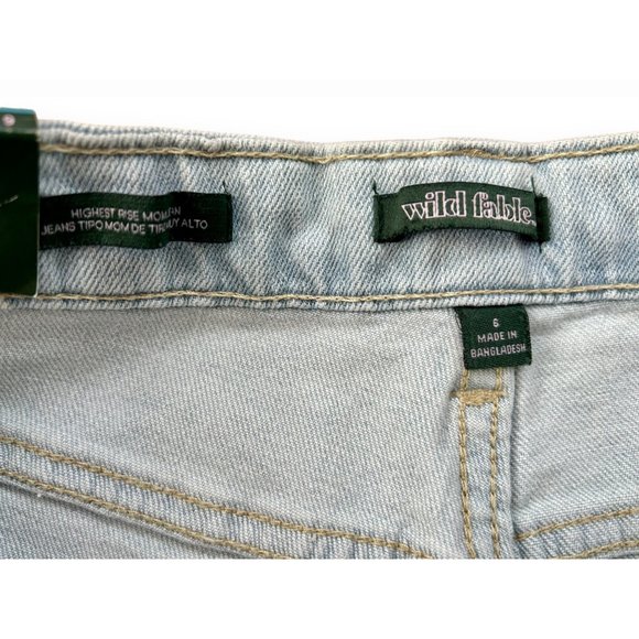 Wild Fable Highest Rise Mom Distressed Jeans 90s retro grunge light wash - Picture 5 of 8